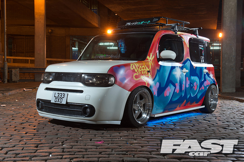 modified Nissan Cube front 3/4 
