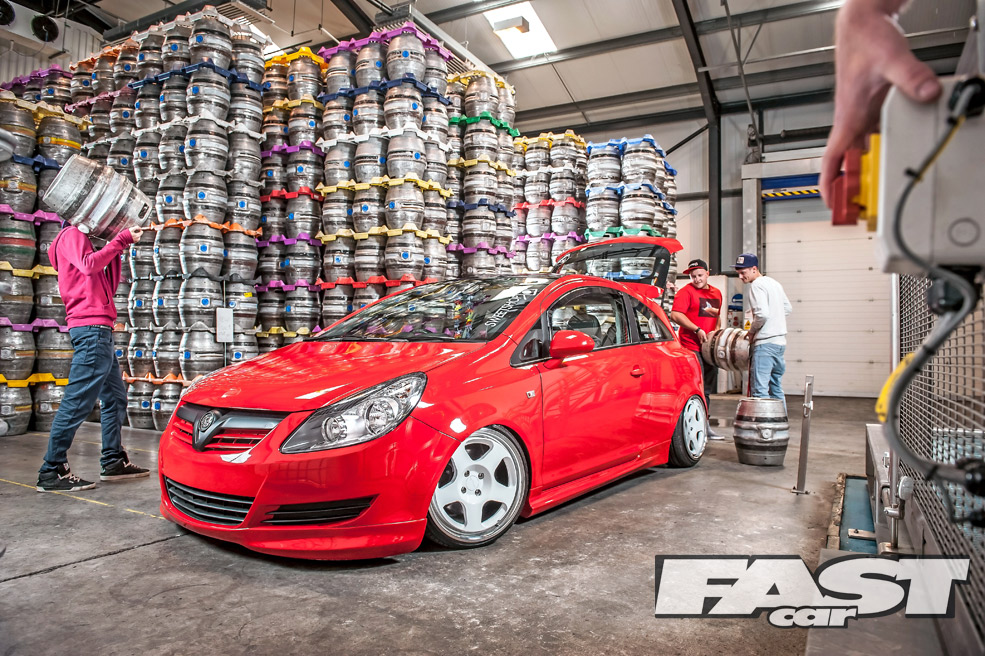 Stanced Vauxhall Corsa D Red