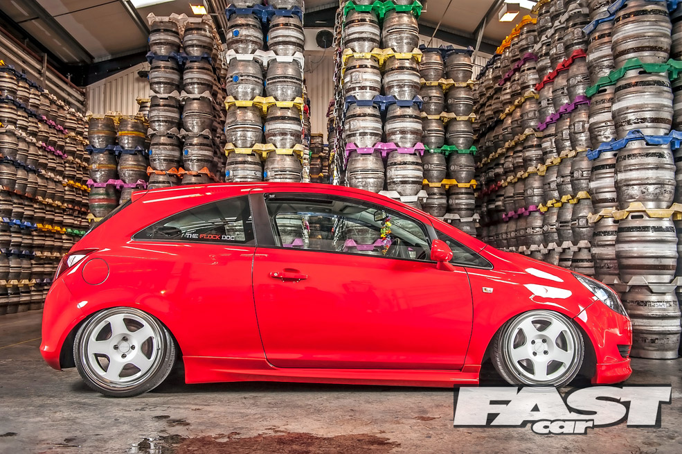 Stanced Vauxhall Corsa D Red